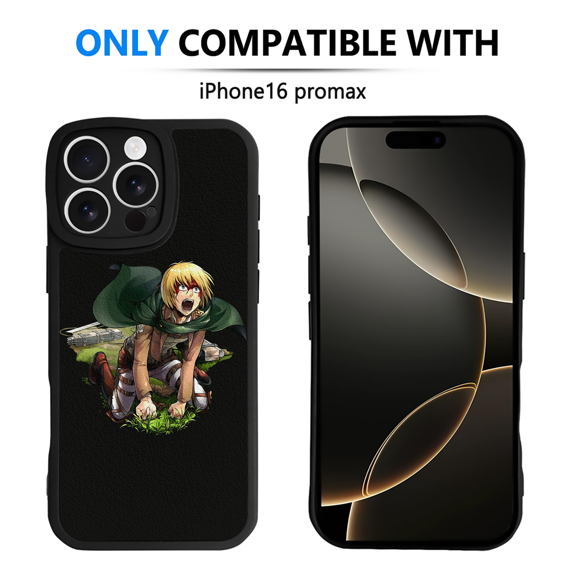 （画像用） 進撃の巨人 アルミン·アルレルト Attack on Titan Armin Arlert 【iPhone 16シリーズ対応】シリコンスマホケース（レザー調） 材質：シリコン